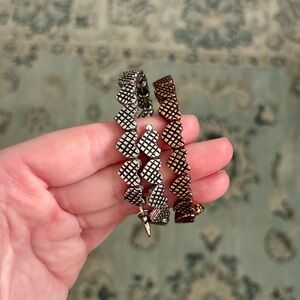 💗Retired ALEX AND ANI Heart Wrap Silver & Rose Gold Bangle Bracelets (SET)💗